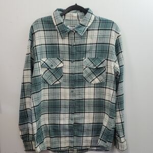 RSQ Green and White Casual Button Down Shirt